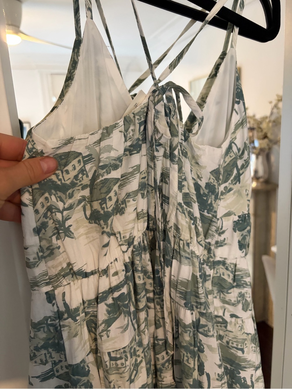 Green Toile Print Maxi Sun Dress - Picture 3 of 9